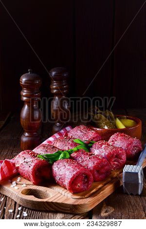 A Fresh And Tasty Fresh Raw Beef Roulades