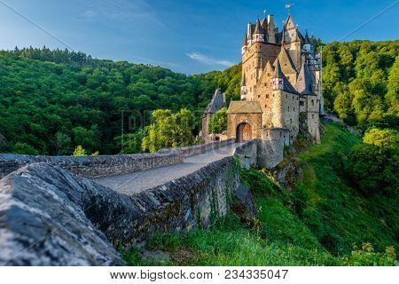 Burg Eltz castle in Rhineland-Palatinate state, Germany. Construction started prior to 1157.
