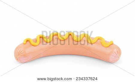 Sausage And Mustard Isolated On White Background