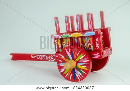 Traditional Decorated And Handcrafted Wagon Or Carreta Of Costa Rica