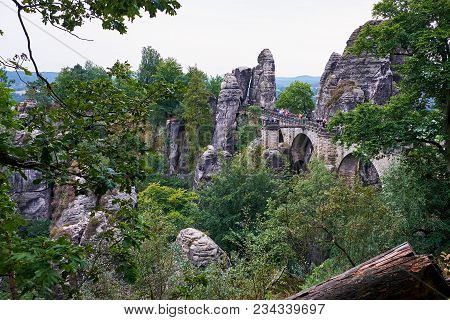 The Bastei Is A Rock Formation Towering 194 Metres Above The Elbe River In The Elbe Sandstone Mounta