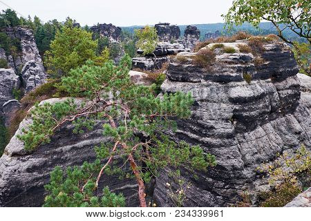 The Bastei Is A Rock Formation Towering 194 Metres Above The Elbe River In The Elbe Sandstone Mounta