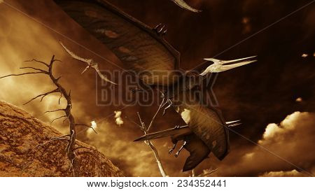 Egg and pterodactyl 3d rendering