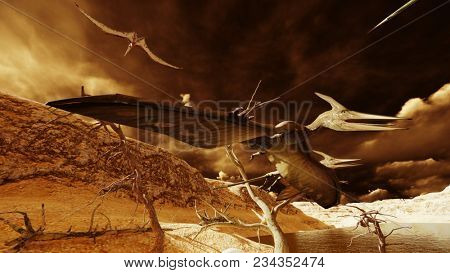 Egg and pterodactyl 3d rendering