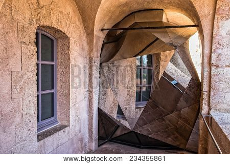 Marseille, France, April 2017, Multi Faceted Mirror Piece Of Art In One Of 