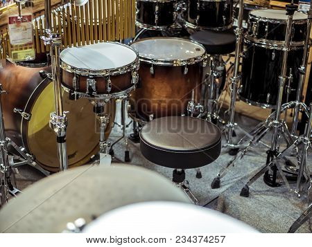 close up drummer chair in the studio close up
