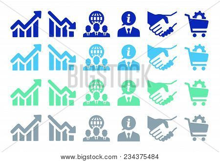 Simple Colourful Set Of Business Related Vector Icons