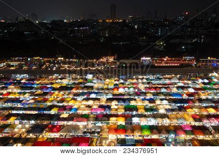 Bangkok, Thailand - 18 February 2018 : Train Night Market Ratchada In Bangkok, Thailand.
