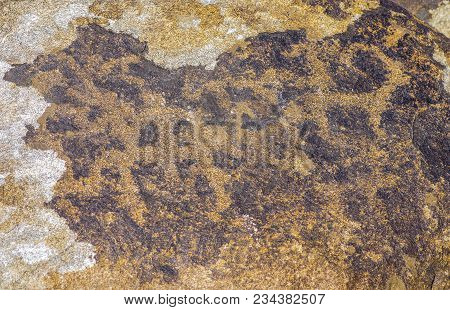 Ancient Site With Petroglyphs Near Cholpon-ata,  Kyrgyzstan During Summer