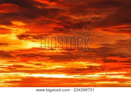 Sky Image With  A Dramatic Red Clouds After Sunset