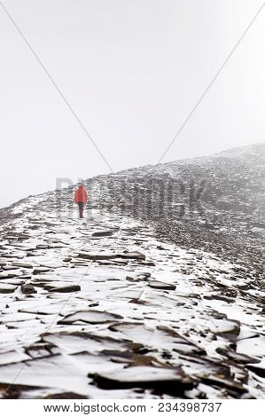 Man On The Chalcaltaya Mountain In Cordillera Range At Bolivia