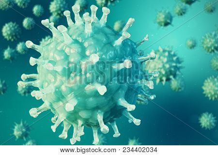 3d Illustration Pathogenic Viruses Causing Infection In Host Organism. Viral Disease Epidemic. Virus