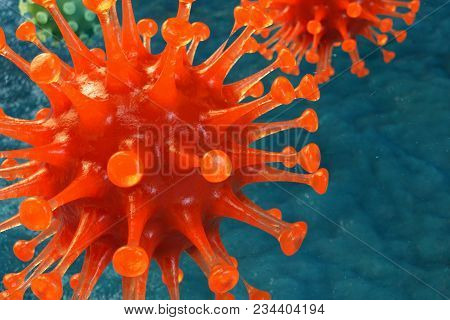 3d Illustration Pathogenic Viruses Causing Infection In Host Organism. Viral Disease Epidemic. Virus