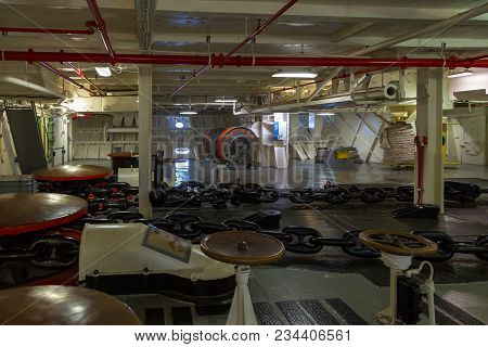 New York, Nyc, Usa- August 30, 2017: Interiors Of The Uss Intrepid, Essex-class Aircraft Carriers, A
