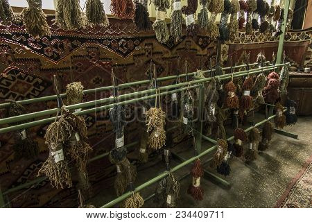 Differently Colored Thick Fibers For Making Carpets As A Background