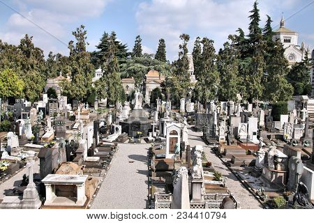 Milan, Italy - October 6, 2010: Cimitero Monumentale In Milan, Italy. The Monumental Cemetery Design