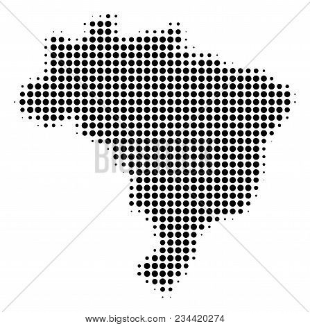 Brazil Map Halftone Vector Icon. Illustration Style Is Dotted Iconic Brazil Map Icon Symbol On A Whi