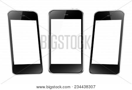 Vector Smartphone. View Left, Front, Right, Isolated On A White Background. To Present Your Applicat