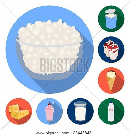 Milk Product Flat Icons In Set Collection For Design.milk And Food Vector Symbol Stock  Illustration
