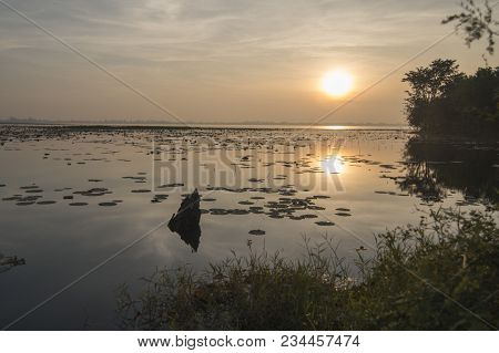 The Landscape Of The Hua Talat Reservoir South Of The City Of Buriram In The Province Of Buri Ram In