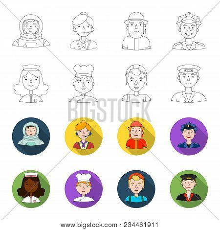 A Nurse In A Dressing Gown, A Cook , A Builder , A Taxi Driver. People Of Different Professions Set 