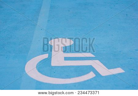 Select Focus Cripple Sign On Park Car Outdoor,the Symbol Handicapped On A Parking Space