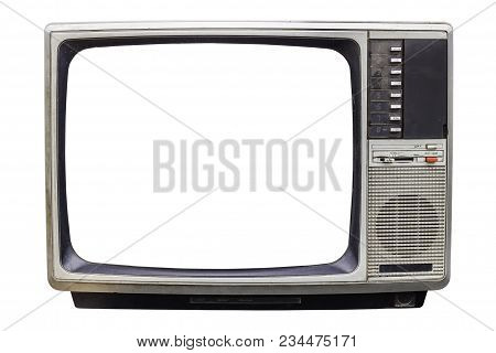 Classic Vintage Retro Style Old  Television With Cut Out Screen,.old  Television On  Isolated Backgr