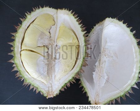 Indonesian Fruit Durian, The Edible Flesh Emits A Distinctive Odour That Is Strong And Penetrating E