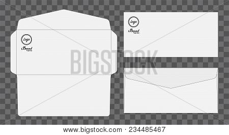 Envelope Die Cut Mock Up Template Vector Illustration.
