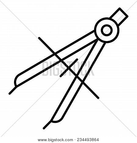 Vector Illustration Of Drawing Compass. Flat Outline Illustration. Eps 10.