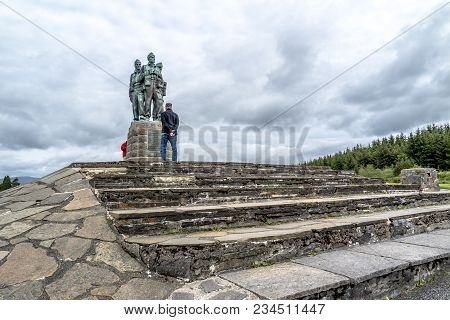 Spean Bridge , Scotland - May 31 2017:: A Memorial Dedicated To The Men Of The British Commando Forc