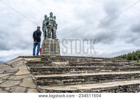 Spean Bridge , Scotland - May 31 2017:: A Memorial Dedicated To The Men Of The British Commando Forc