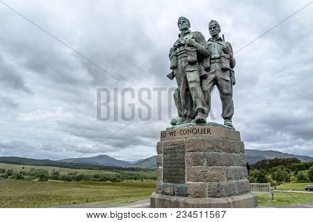 Spean Bridge , Scotland - May 31 2017:: A Memorial Dedicated To The Men Of The British Commando Forc