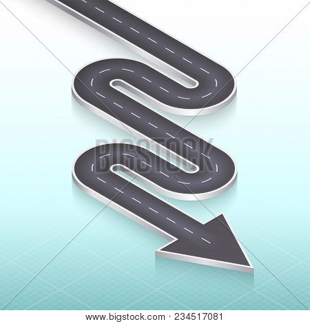 Isometric Navigation Map. Winding Roud Concept. Vector Illudtration