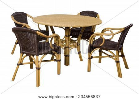 Set Of Furniture From A Rattan On A White Background