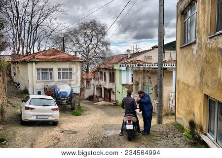 Bursa, Turkey - February 25, 2018; Kumyaka (sigi) Is A Historical Village At Shore Of The Marmara Se