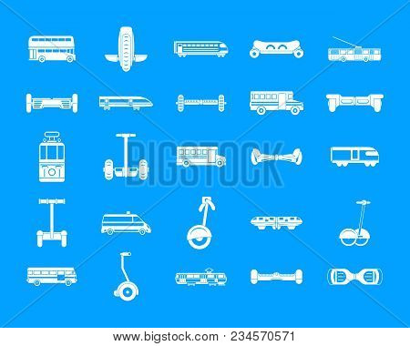 City Transport Icon Set. Simple Set Of City Transport Vector Icons For Web Design Isolated On Blue B
