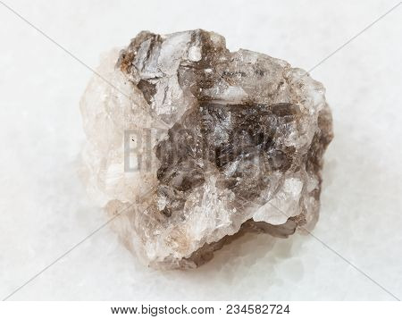 Macro Shooting Of Natural Mineral Rock Specimen - Raw Halite (rock Salt) Stone On White Marble Backg