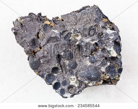 Macro Shooting Of Natural Mineral Rock Specimen - Raw Pisolite Stone From Magnetite And Hematite Ore