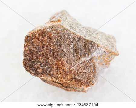 Macro Shooting Of Natural Mineral Rock Specimen - Raw Quartzite Stone On White Marble Background