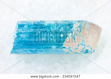 Macro Shooting Of Natural Mineral Rock Specimen - Raw Crystal Of Aquamarine (blue Beryl) Gemstone On