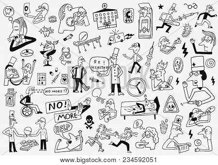 Healthcare Hand Drawn Vector Icons , Design Elemnts