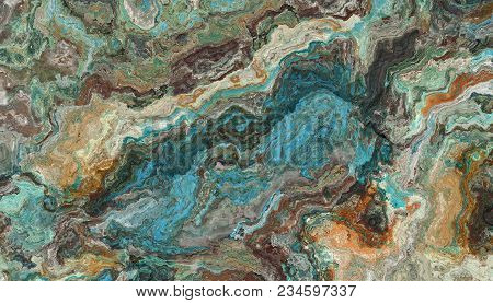 The Tile Of Turquoise Raw Gemstone Texture. Colorful Background. 2d Illustration