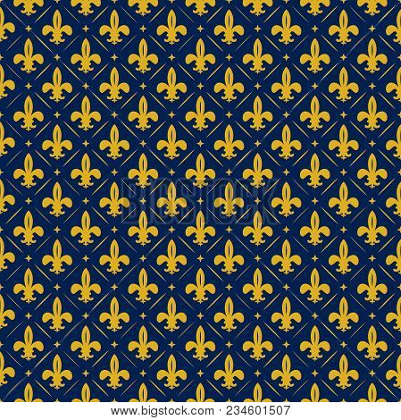 French Fleur De Lis, Lily Texture, Yellow And Blue