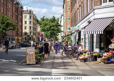 June 10, 2017 - Copenhagen, Denmark: People On Stefansgade In Norrebro District Enjoying A Summer Da