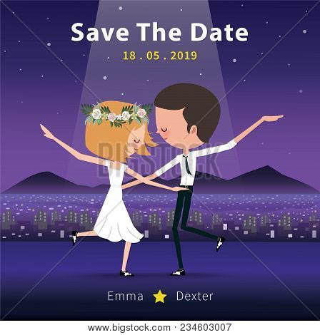 Couple Dancing Save The Date Invitation Card, Romantic Dance In The Moonnight