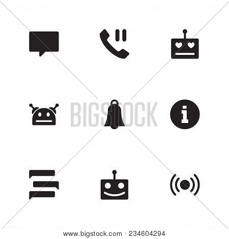 Bot Communication Icon Set And Bubble With Happy Robot, Robot Love And Screen. Smile Talkbot Related