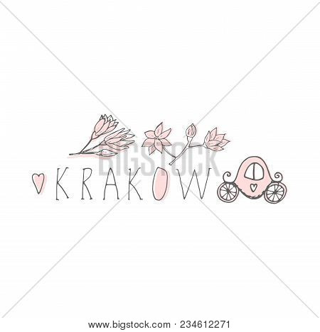 Krakow Hand Drawn Cartoon Illustration. Travel Concept