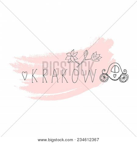 Krakow Hand Drawn Cartoon Illustration. Travel Concept