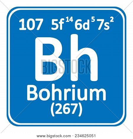 Periodic Table Element Bohrium Icon On White Background. Vector Illustration.
